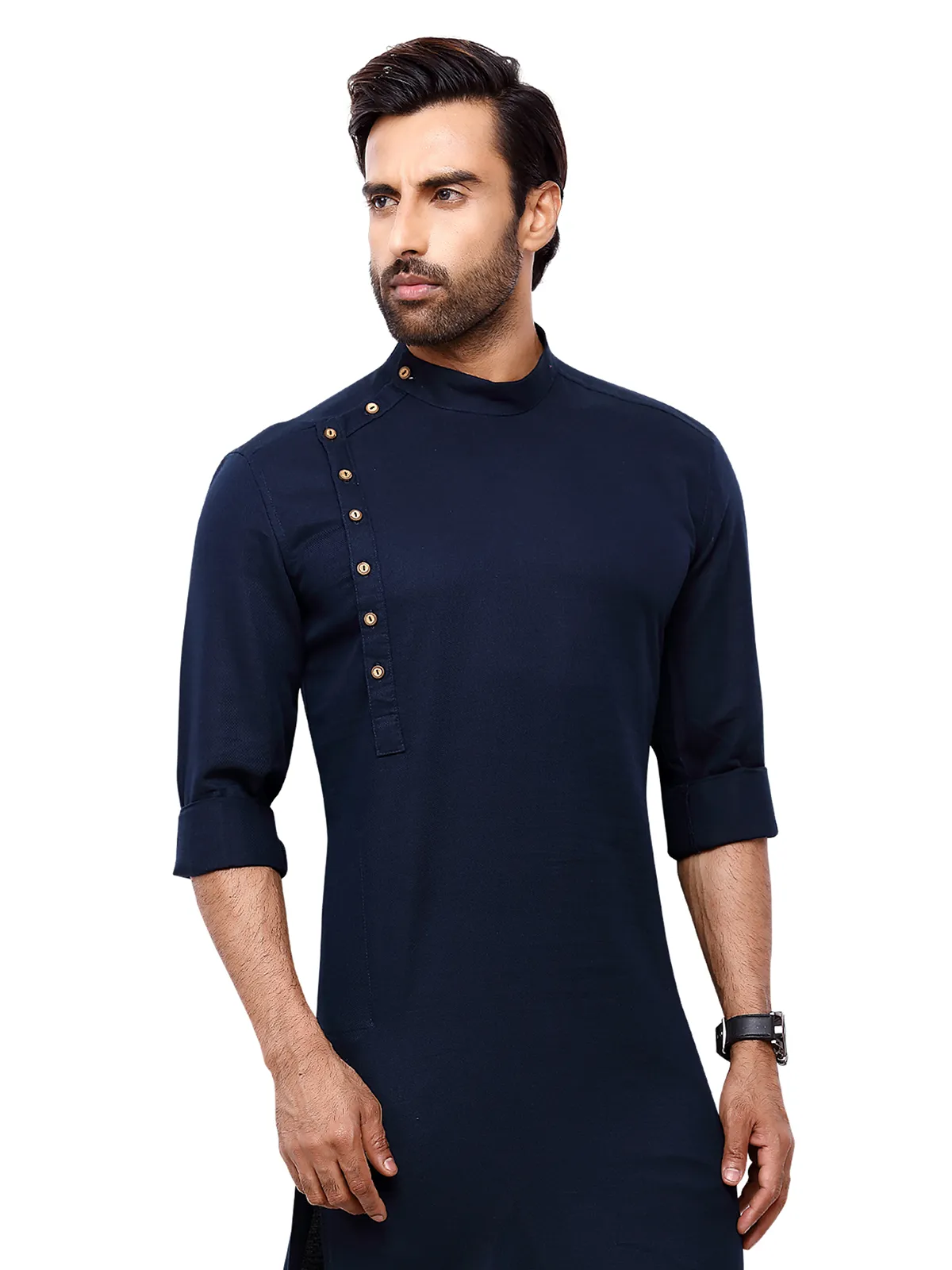 Plain navy cotton kurta