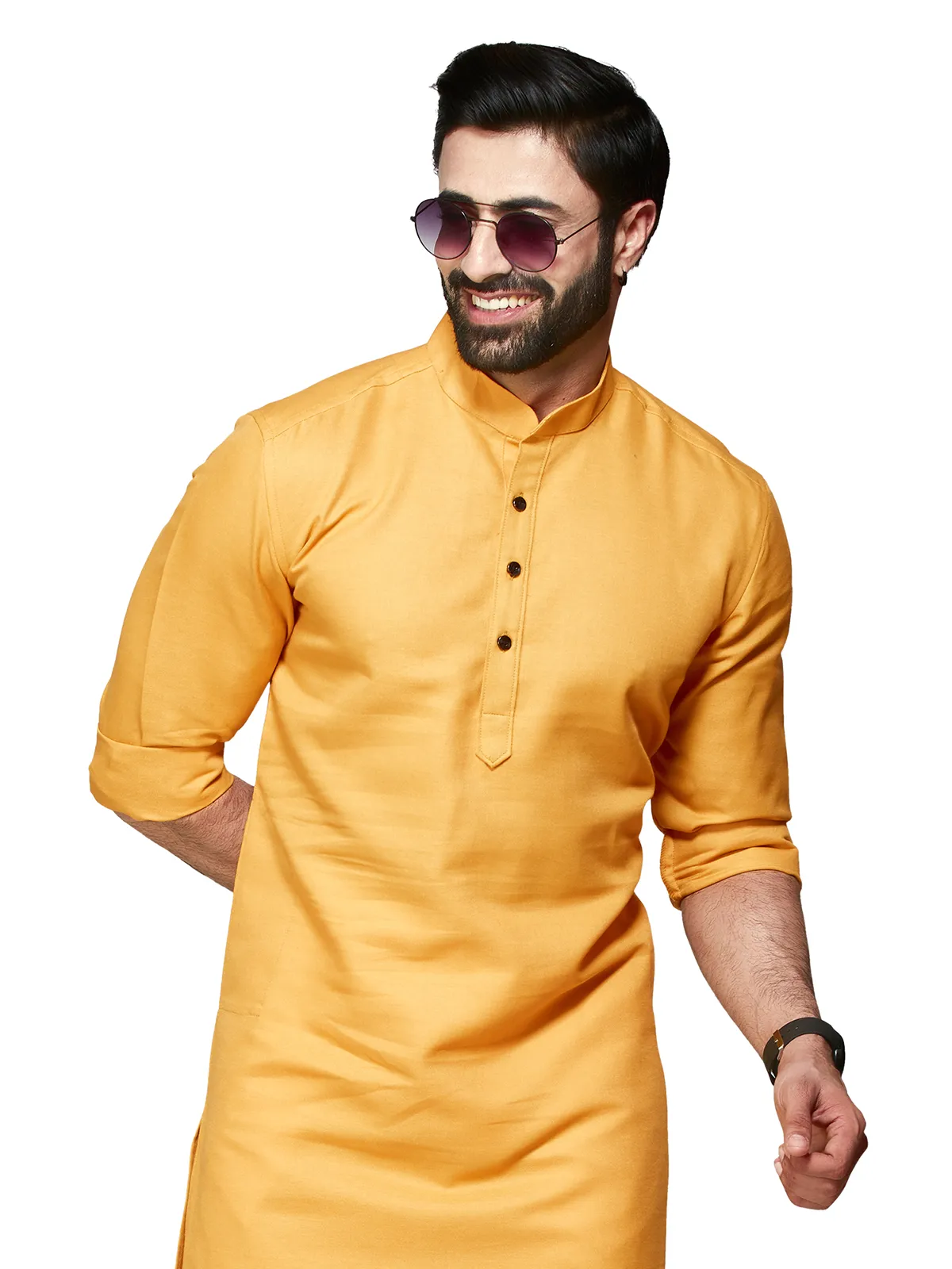 Stunning cotton mustard yellow kurta