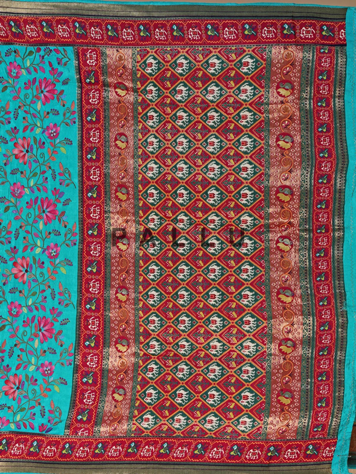 Newest aqua silk saree for festive
