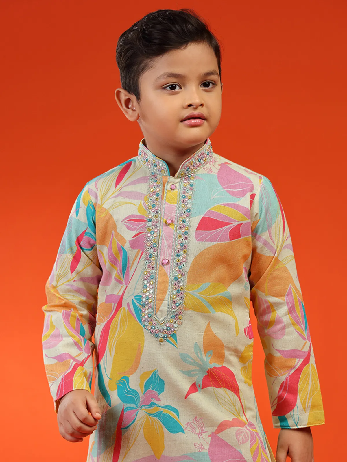 Newest beige printed kurta suit