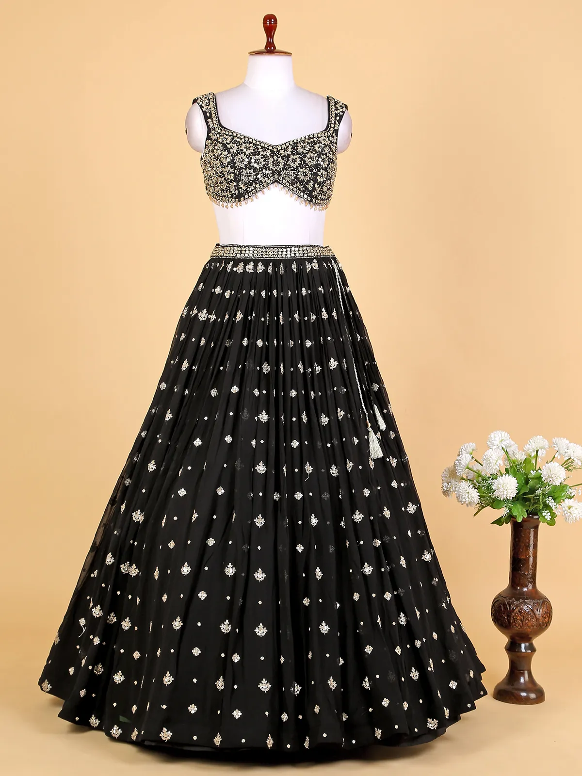 Newest georgette black lehenga choli