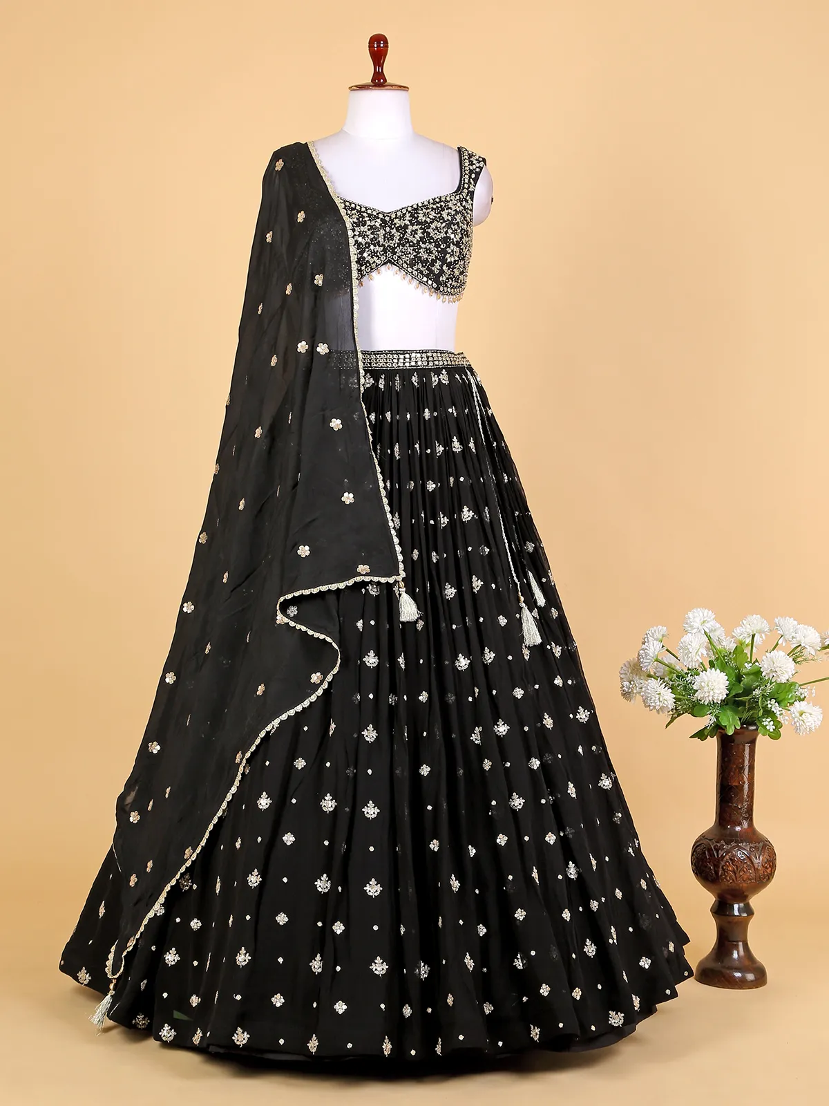 Newest georgette black lehenga choli