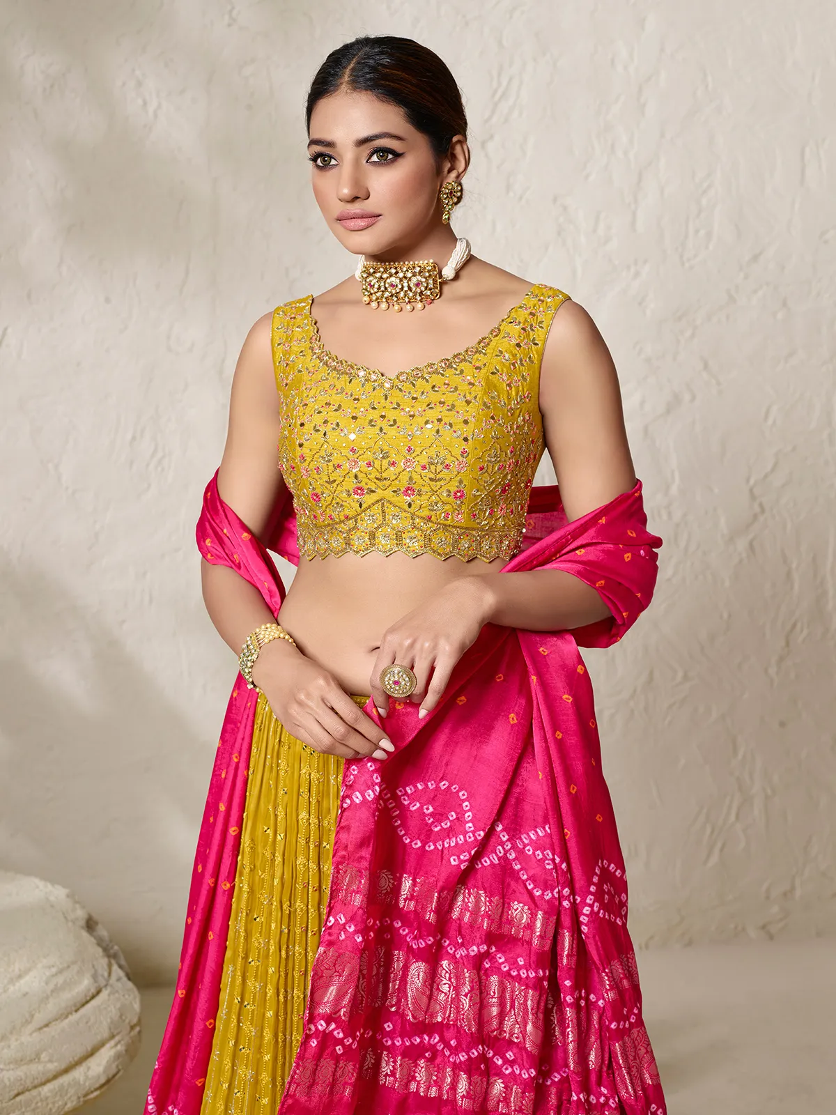 Newest mustard yellow georgette lehenga choli