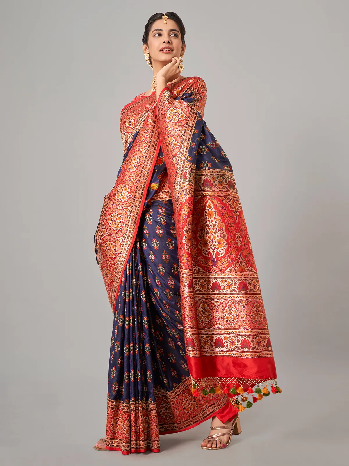 Newest navy banarasi silk saree