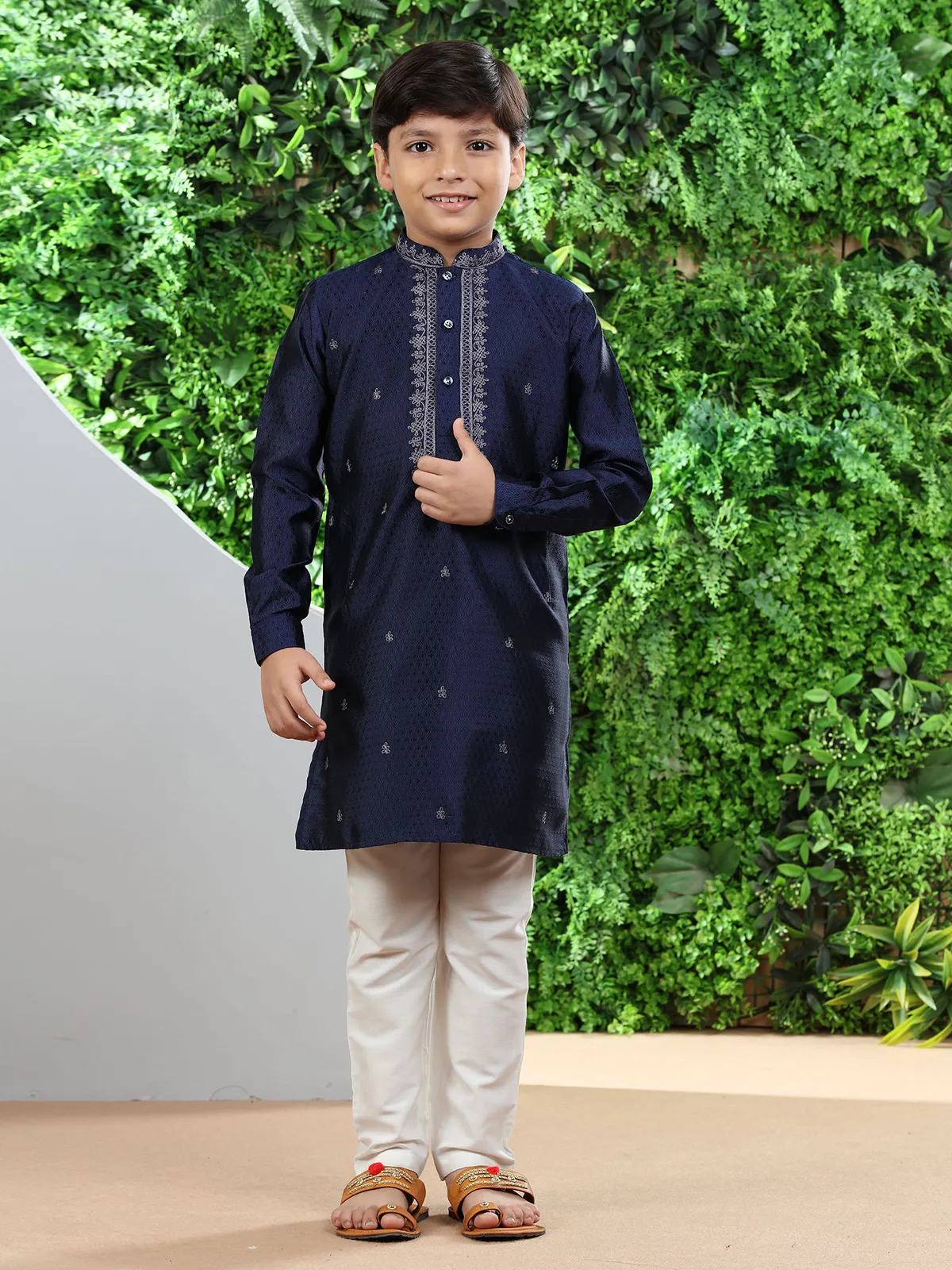 Newest navy silk kurta suit