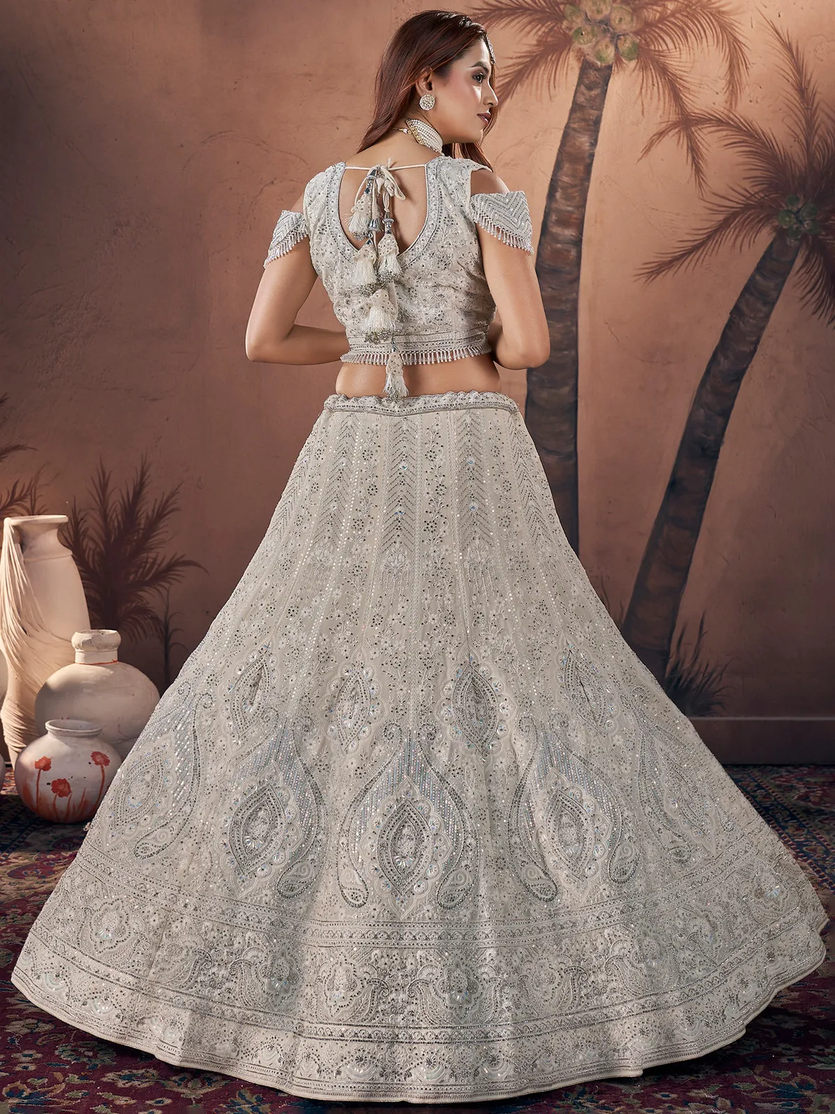 Newest off white net lehenga choli