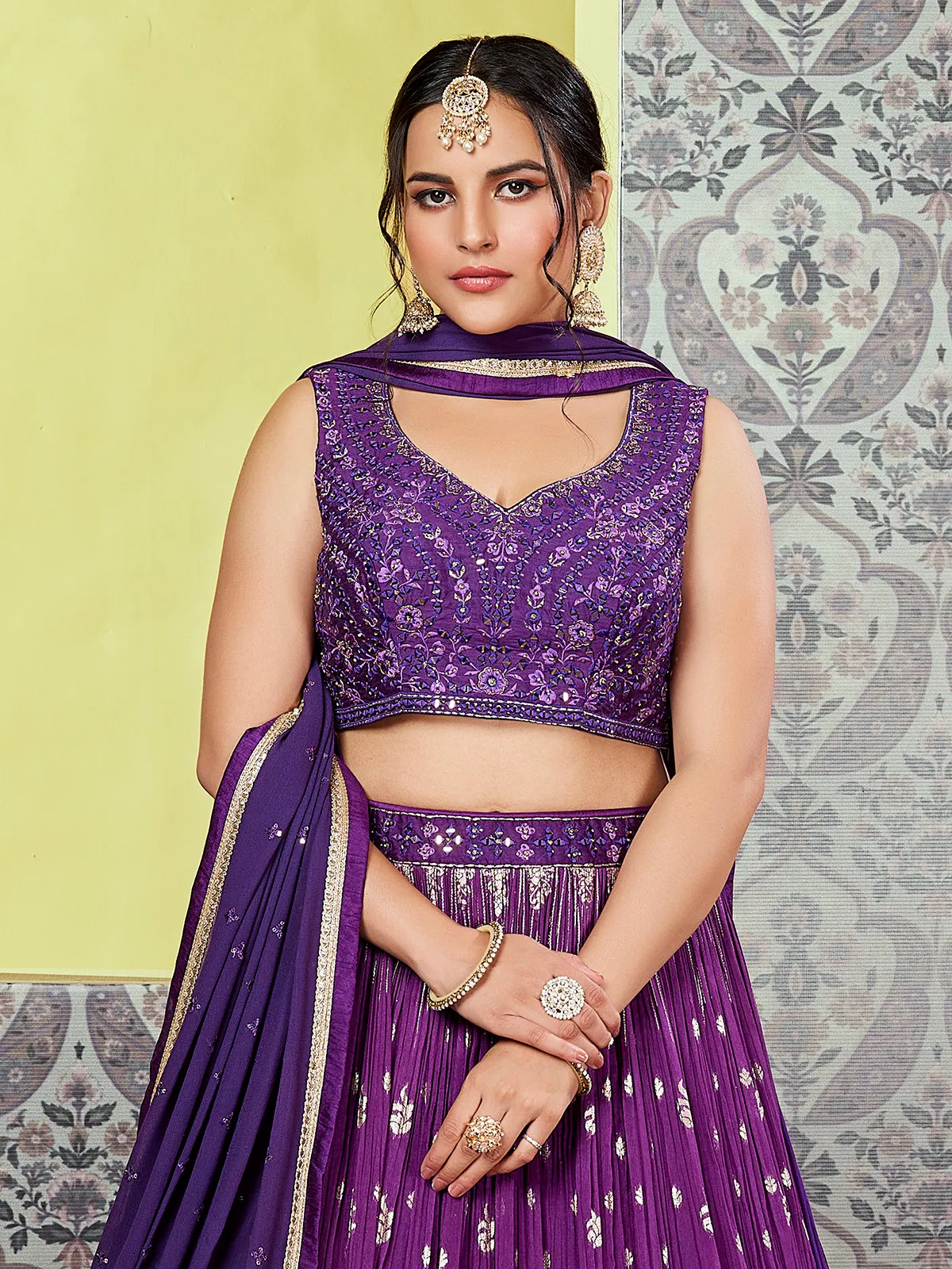 Newest purple georgette lehenga choli