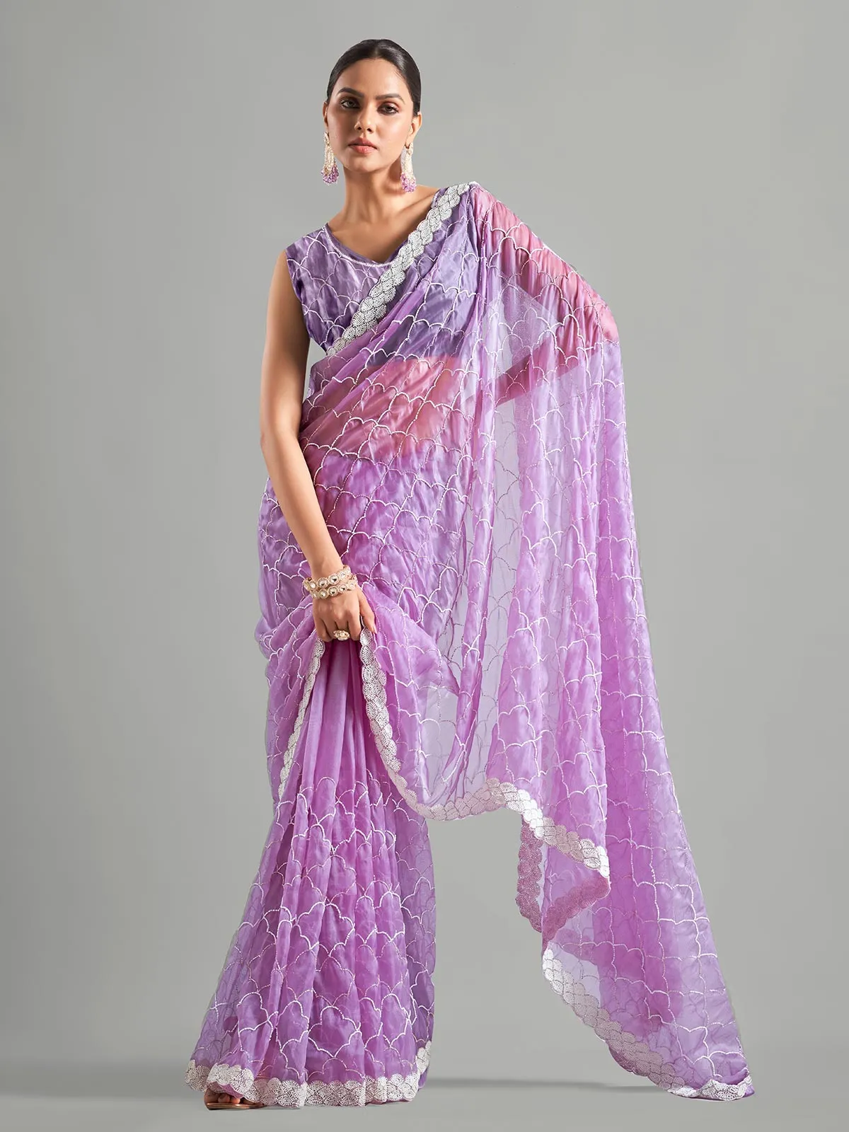 Newest purple tissue silk saree