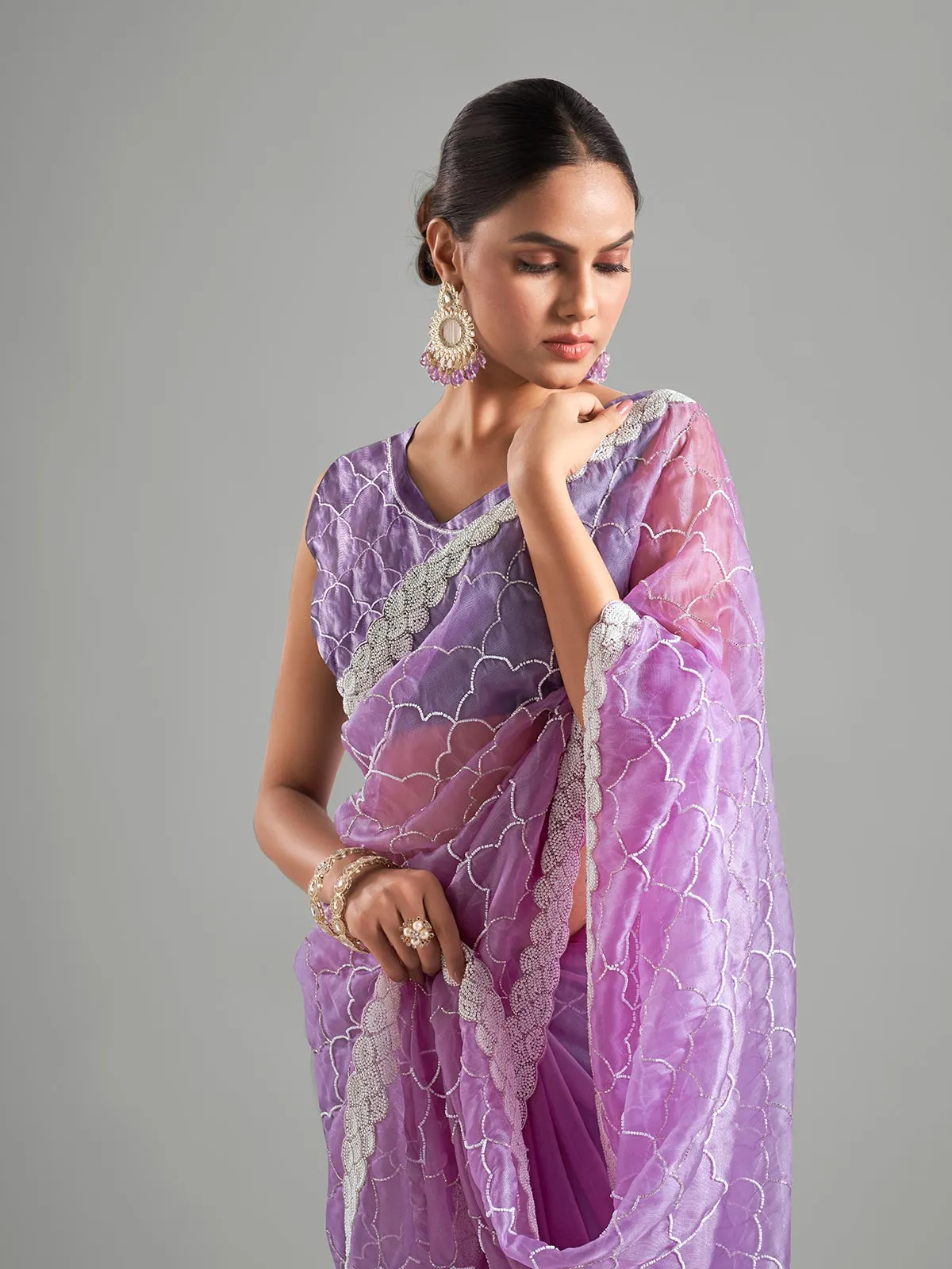 Newest purple tissue silk saree