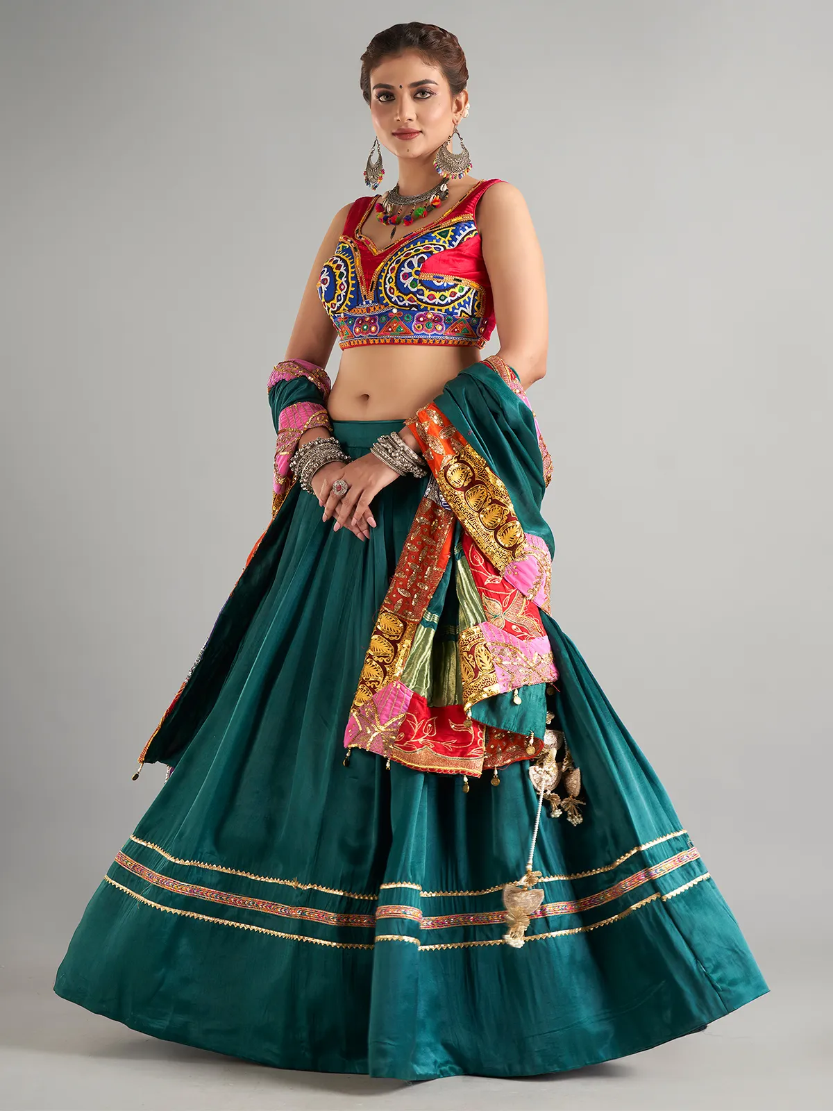 Newest rama blue silk lehenga choli