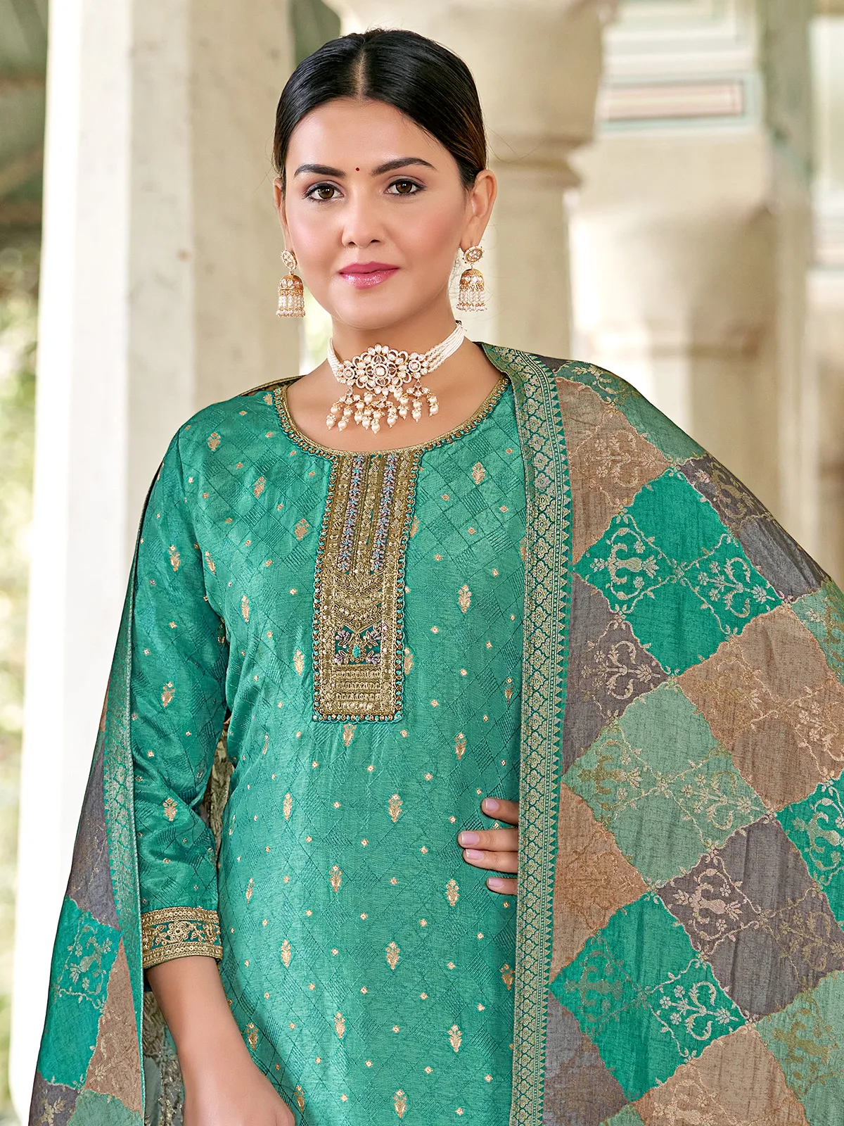 Newest rama green silk salwar suit