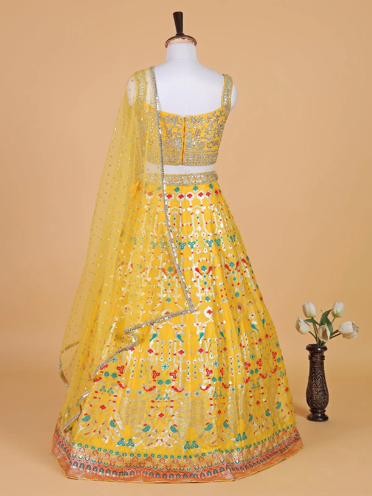 Newest raw silk lehenga choli in yellow