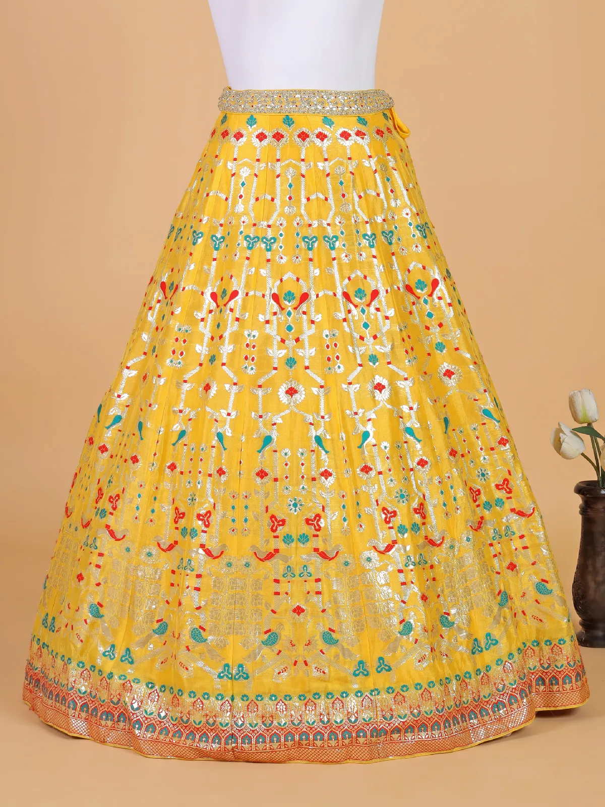 Newest raw silk lehenga choli in yellow