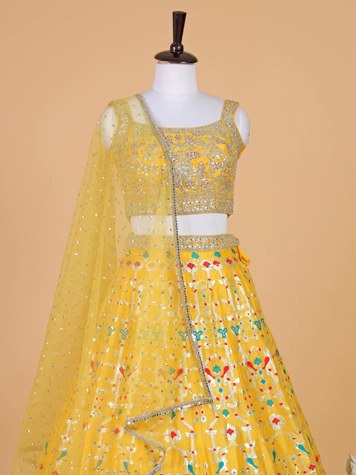 Newest raw silk lehenga choli in yellow