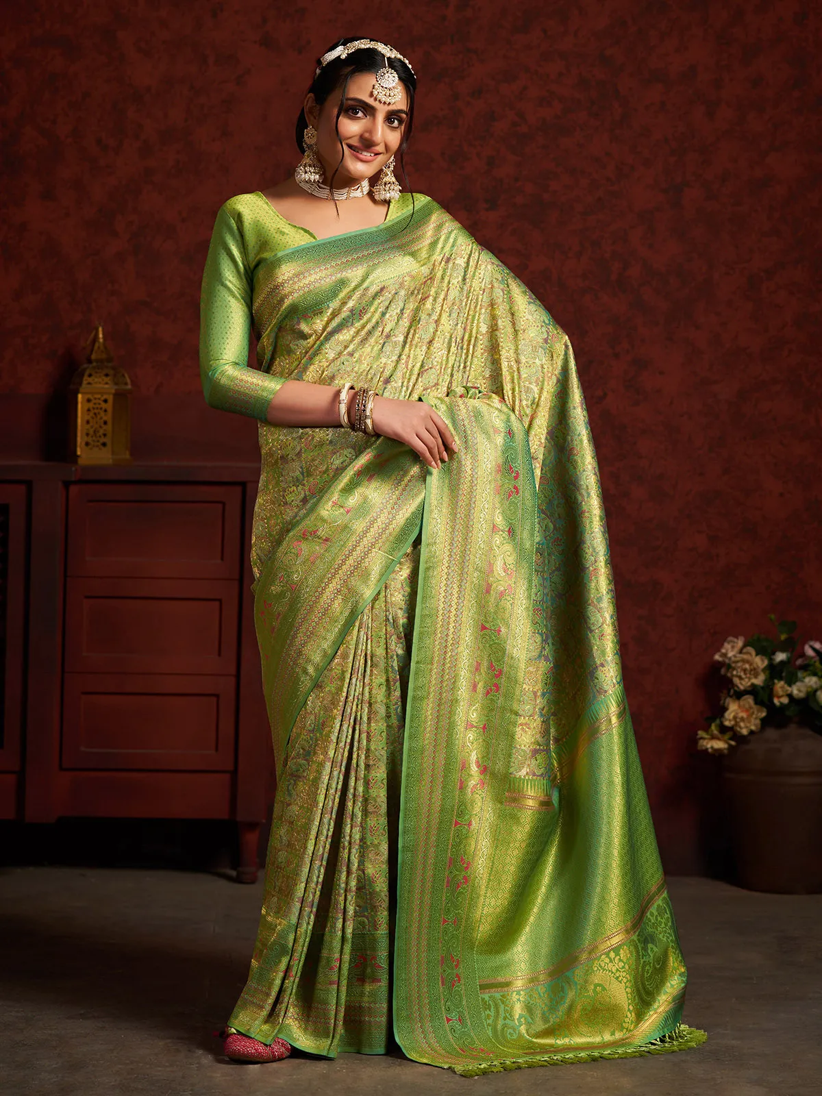 Newest silk green saree