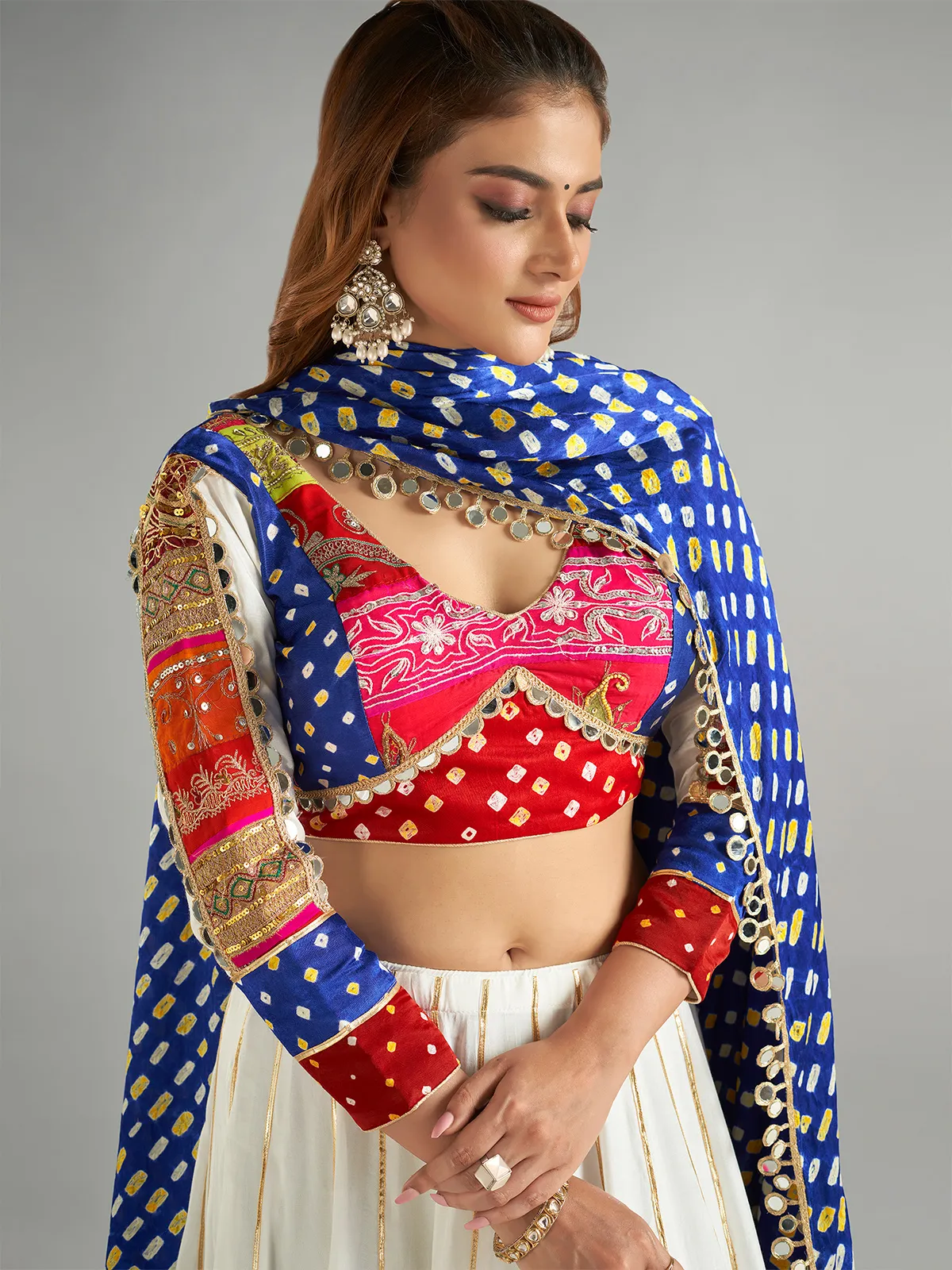 Newest white and blue chaniya choli