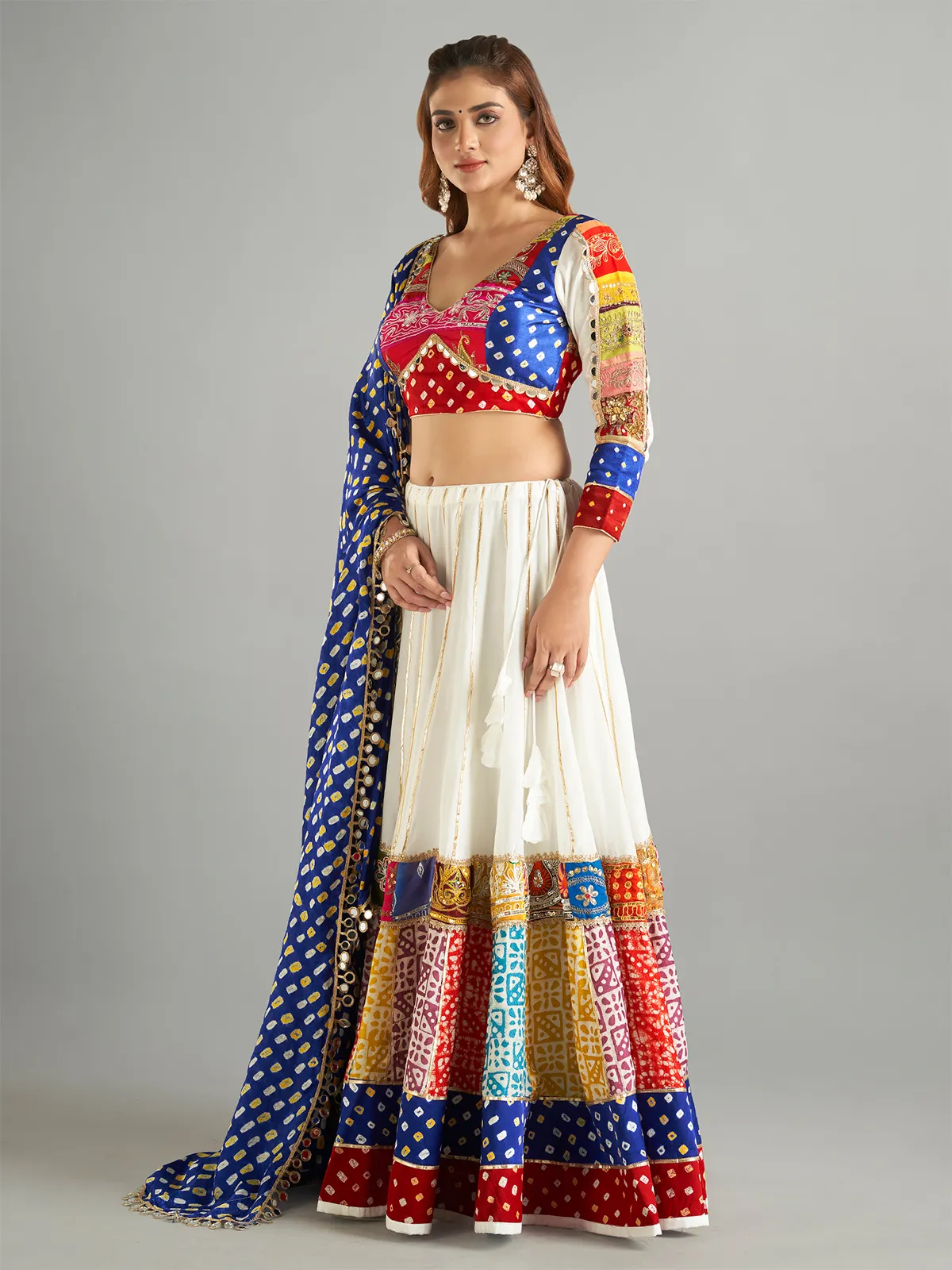 Newest white and blue chaniya choli