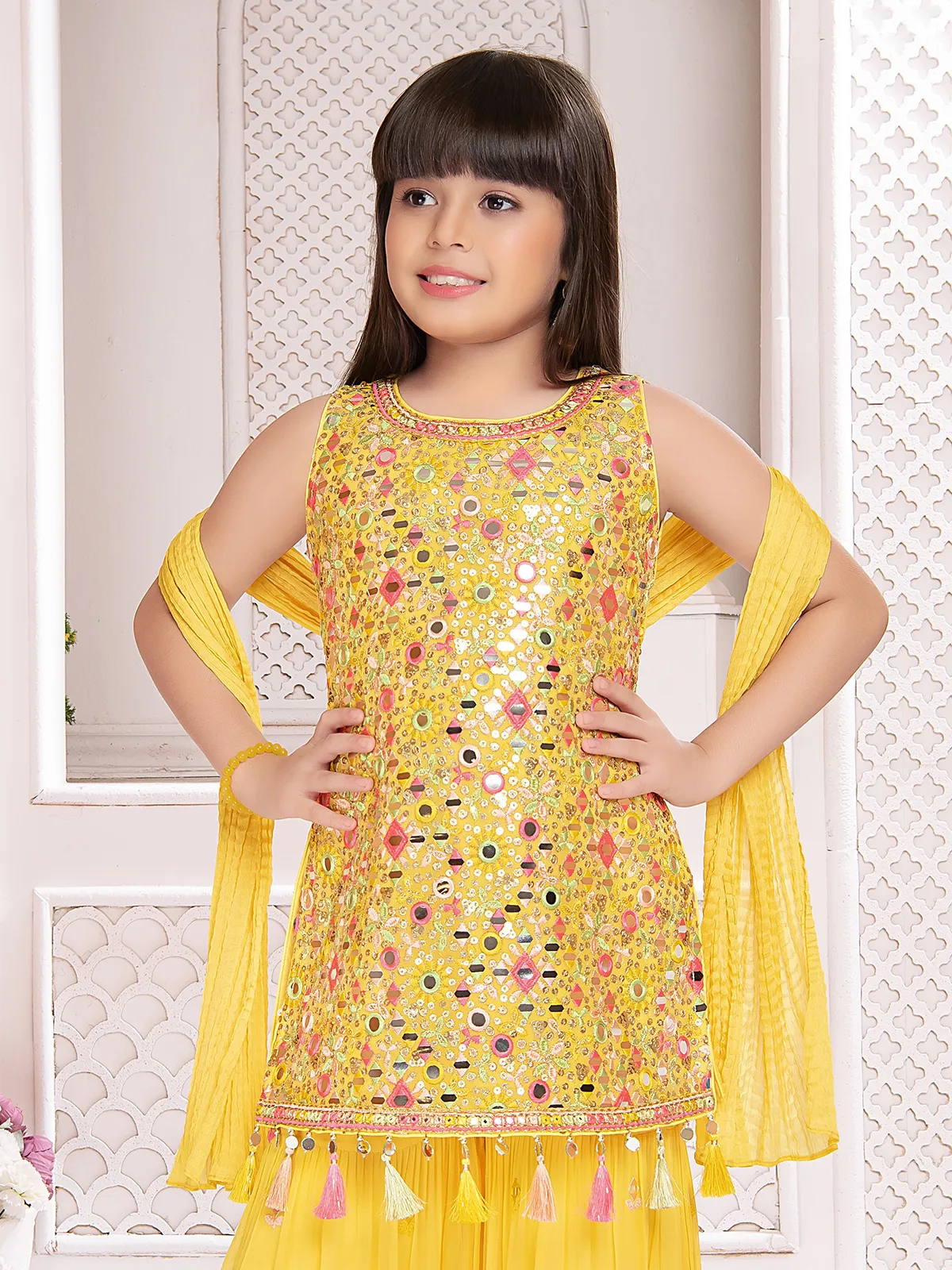 Newest yellow georgette sharara suit