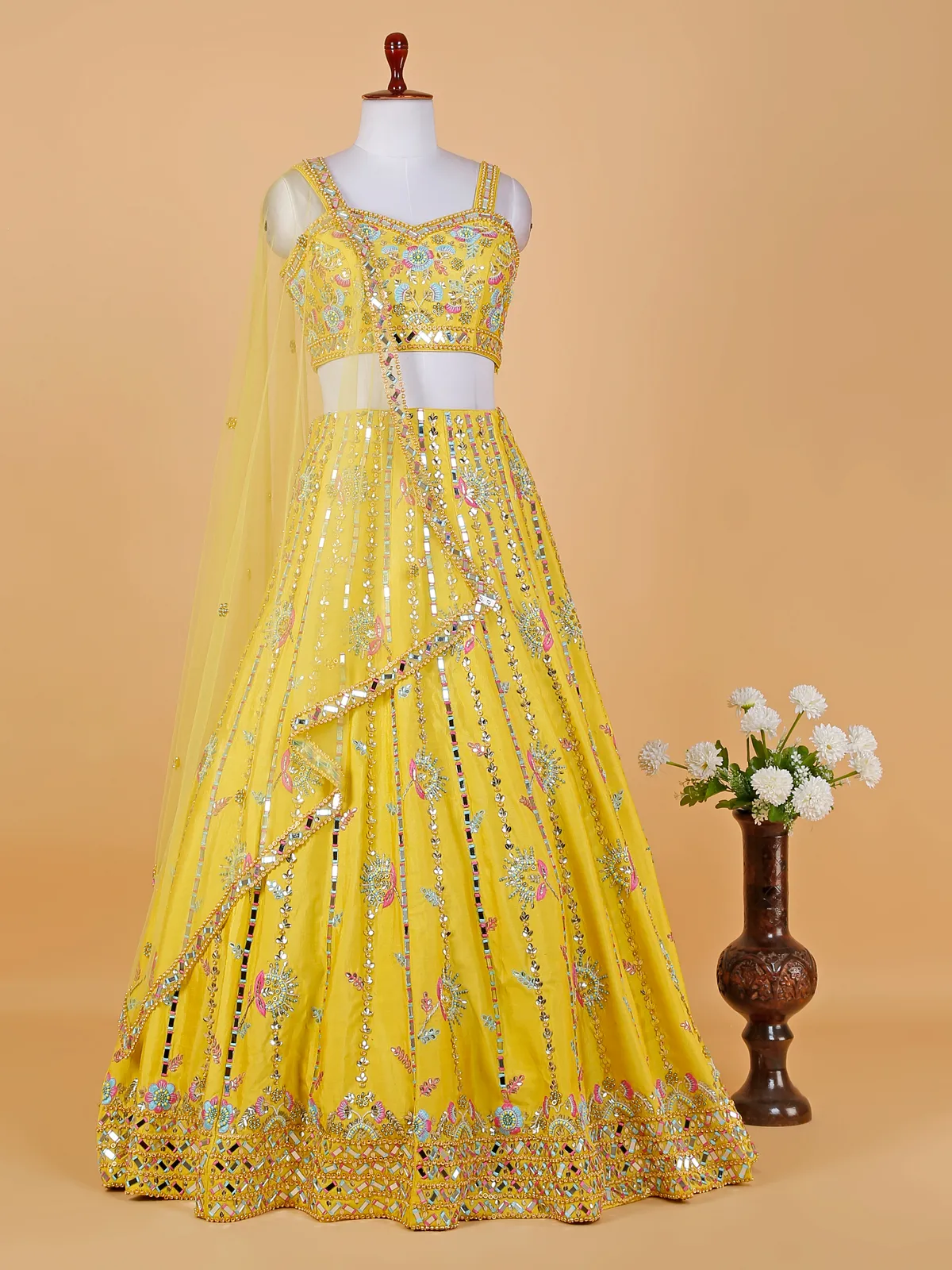 Newest yellow silk lehenga choli