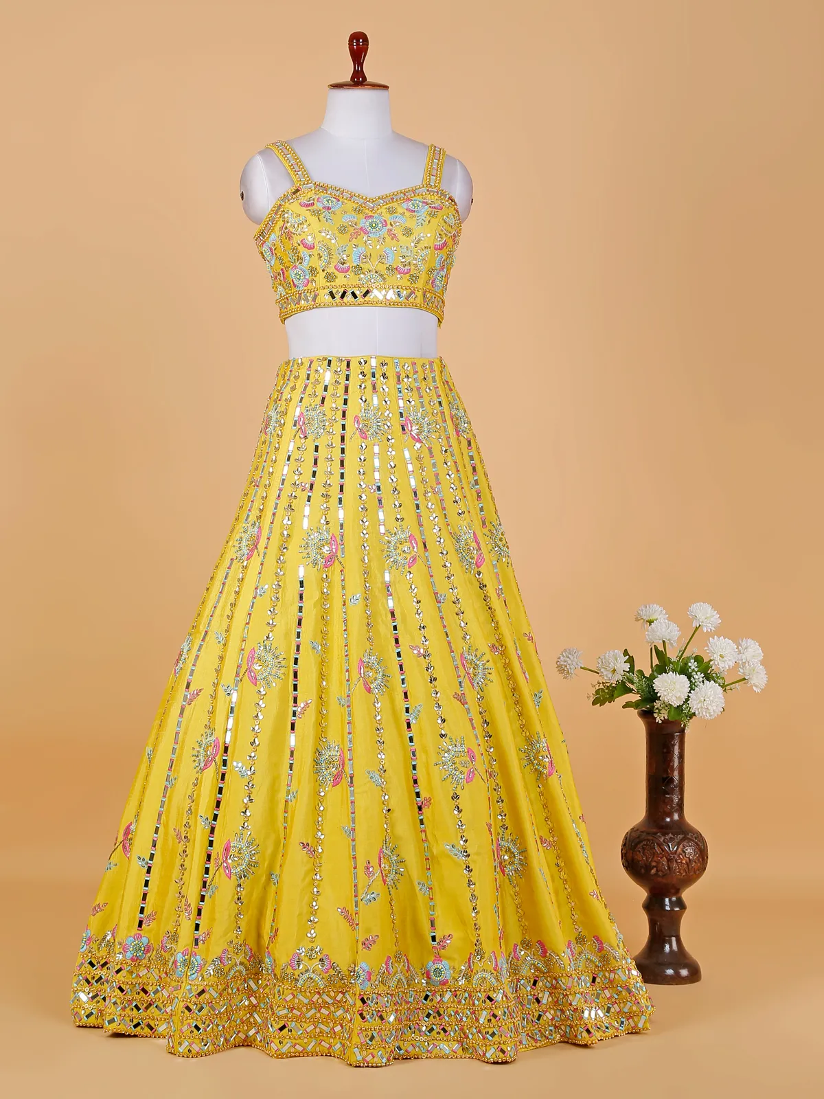 Newest yellow silk lehenga choli