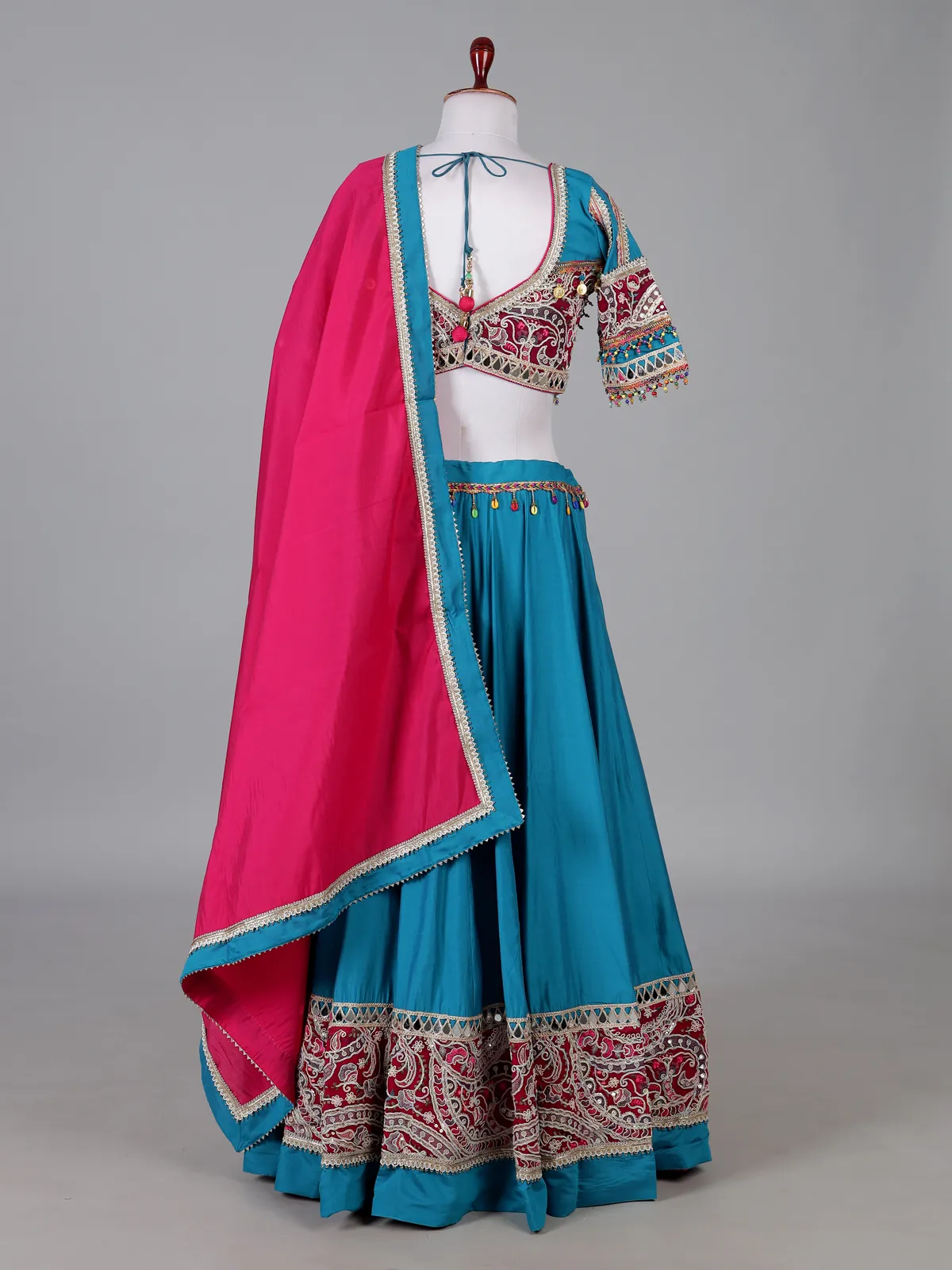 Ocean blue embroidered navratri lehenga choli