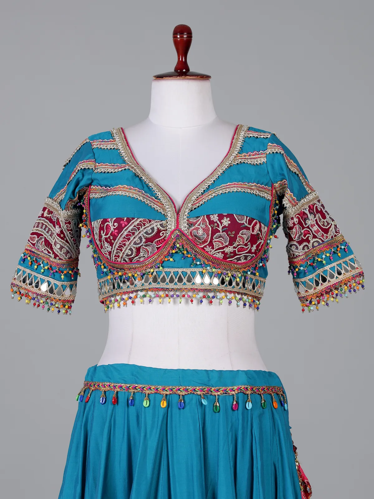 Ocean blue embroidered navratri lehenga choli