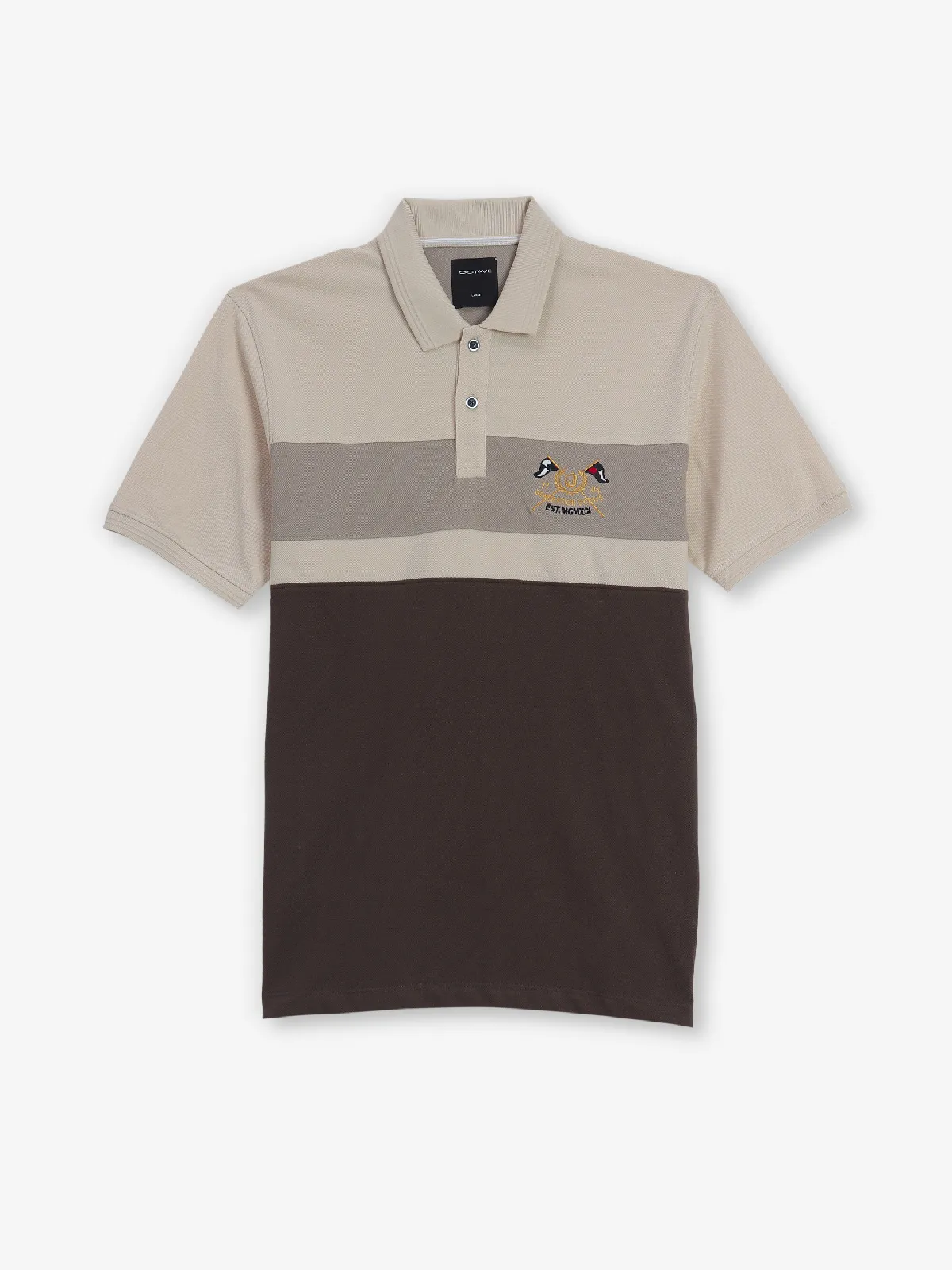 OCTAVE color block beige polo t-shirt