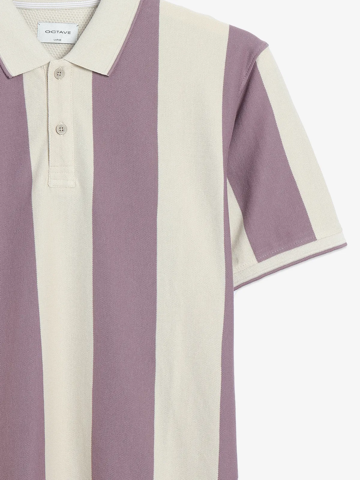 Octave cotton cream and purple stripe t-shirt