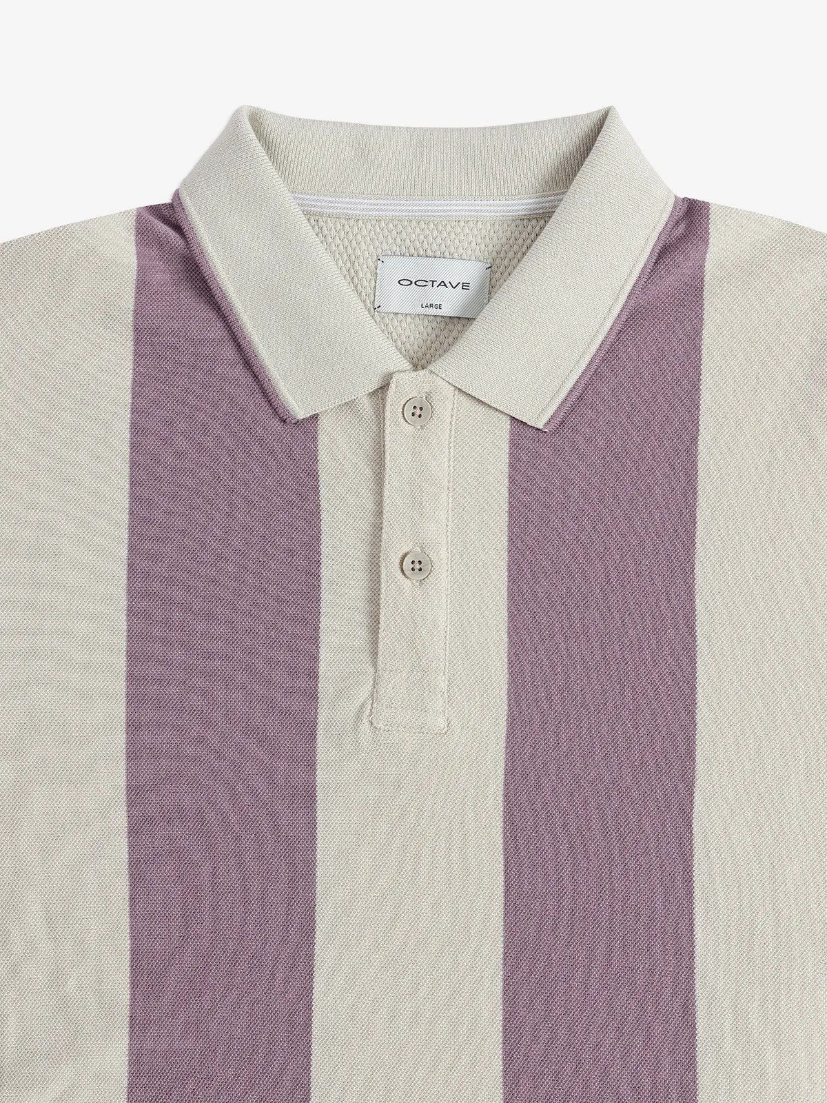 Octave cotton cream and purple stripe t-shirt