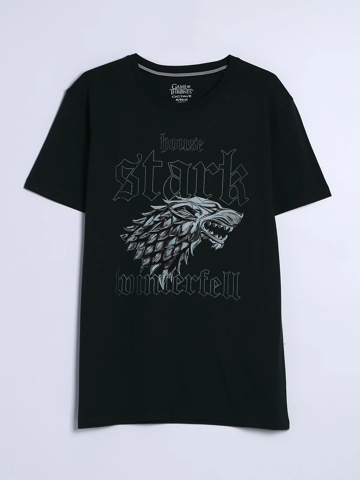 Octave dark green cotton printed t shirt