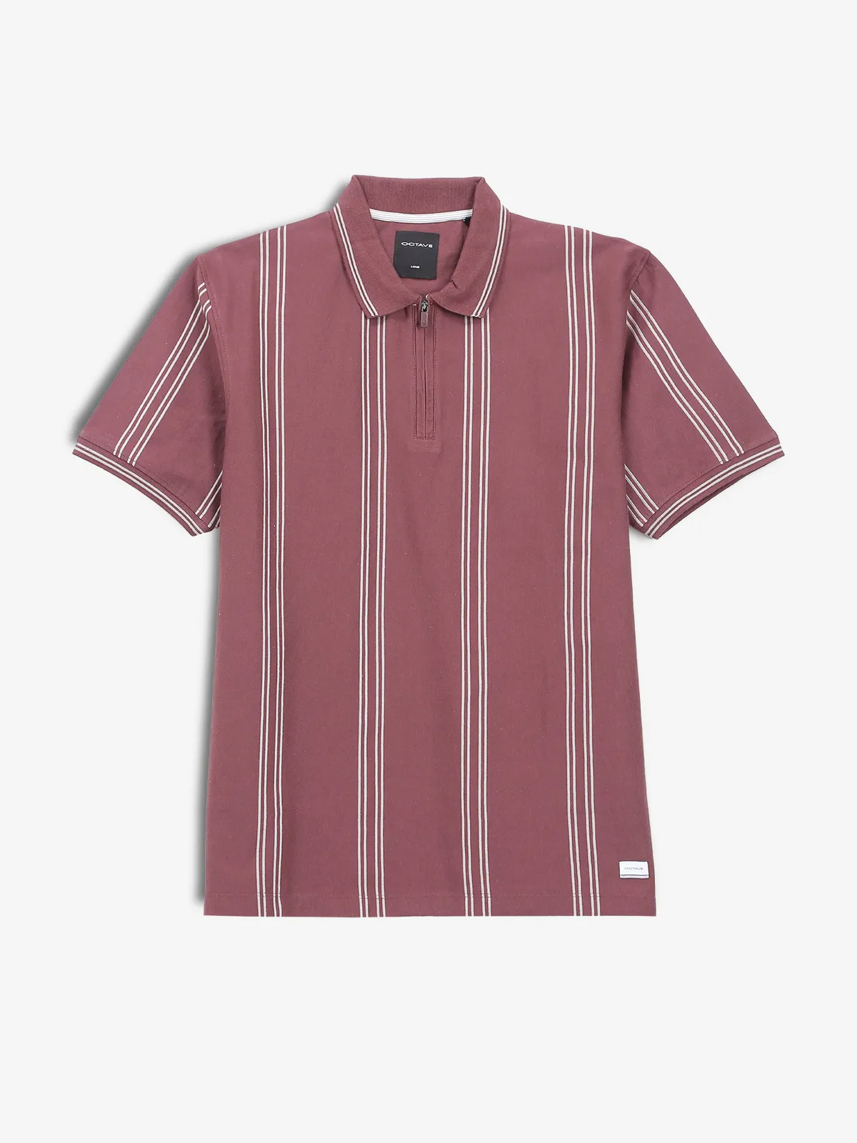 OCTAVE pink stripe polo cotton t-shirt