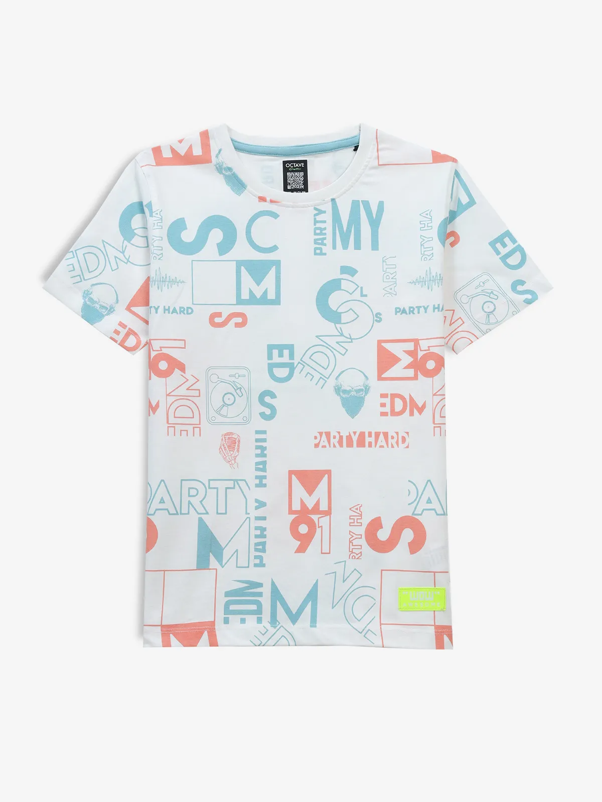 OCTAVE white printed casual t-shirt
