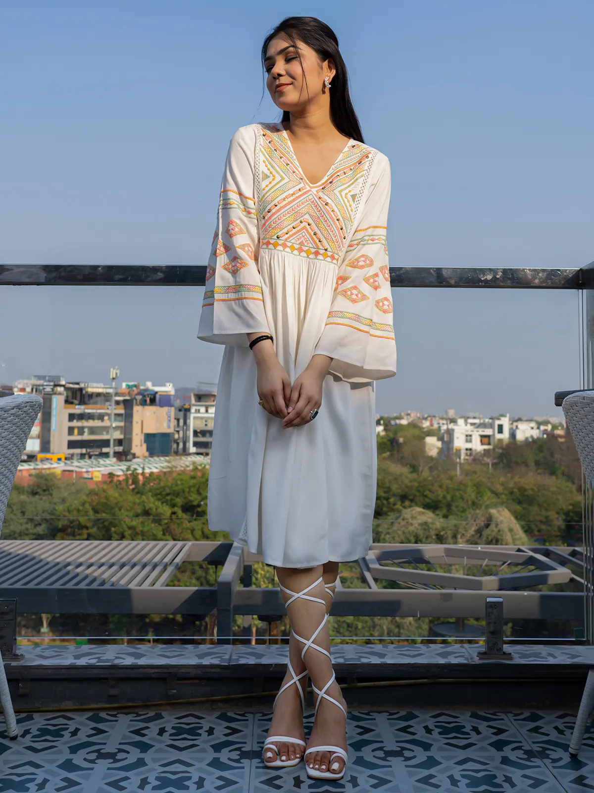 Off-white cotton silk casual kurti