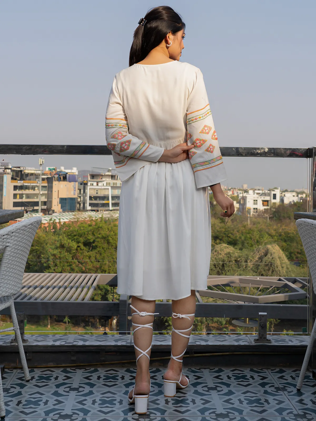 Off-white cotton silk casual kurti