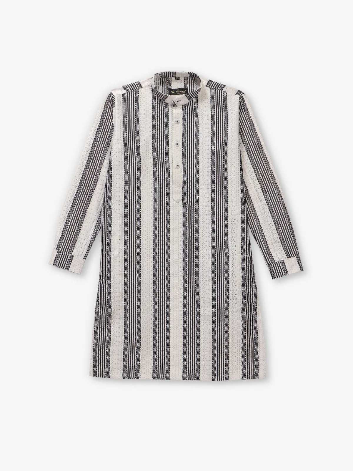 Off-white cotton silk kurta suit for boys
