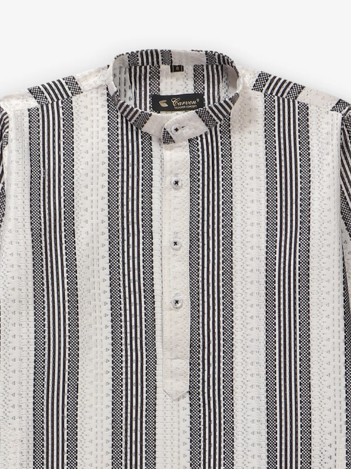 Off-white cotton silk kurta suit for boys