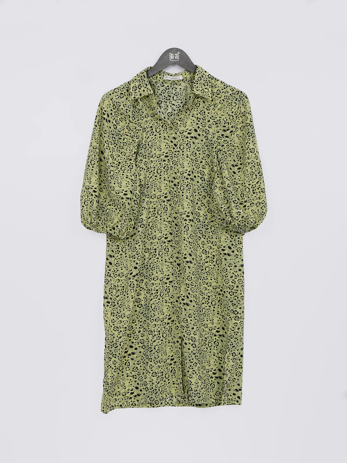 Olive printed dress for casual