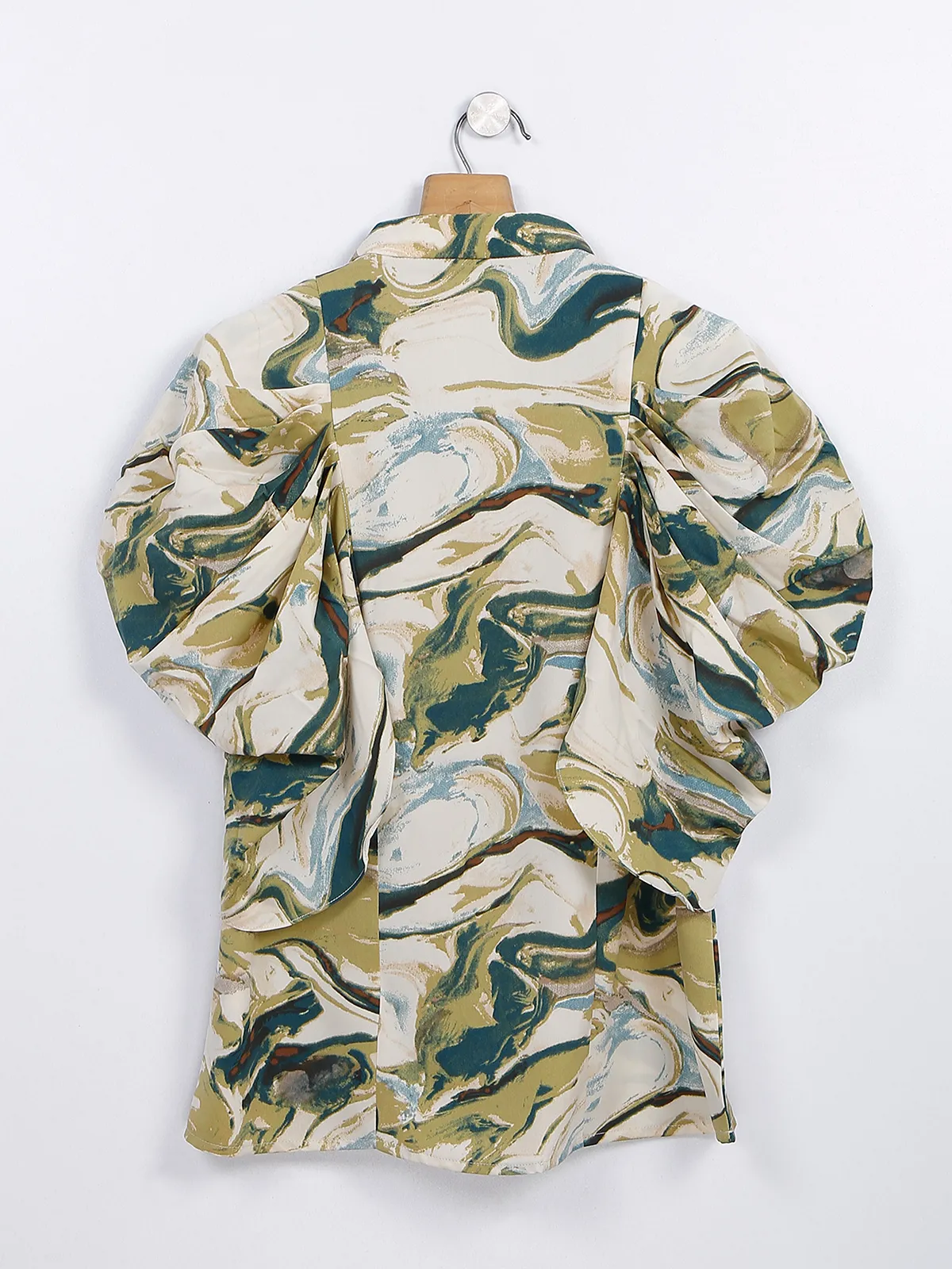 Olive printed rayon cotton top