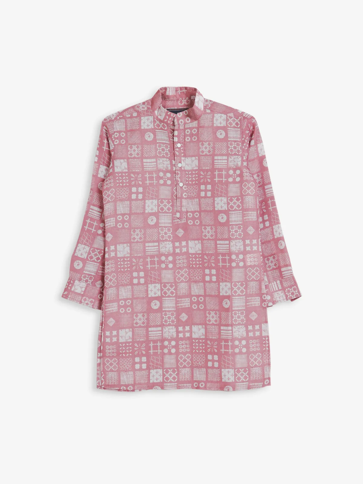 Onion pink cotton printed kurta