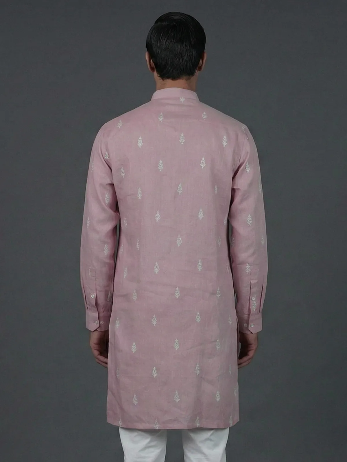 Onion pink cotton thread weaving festive kurta