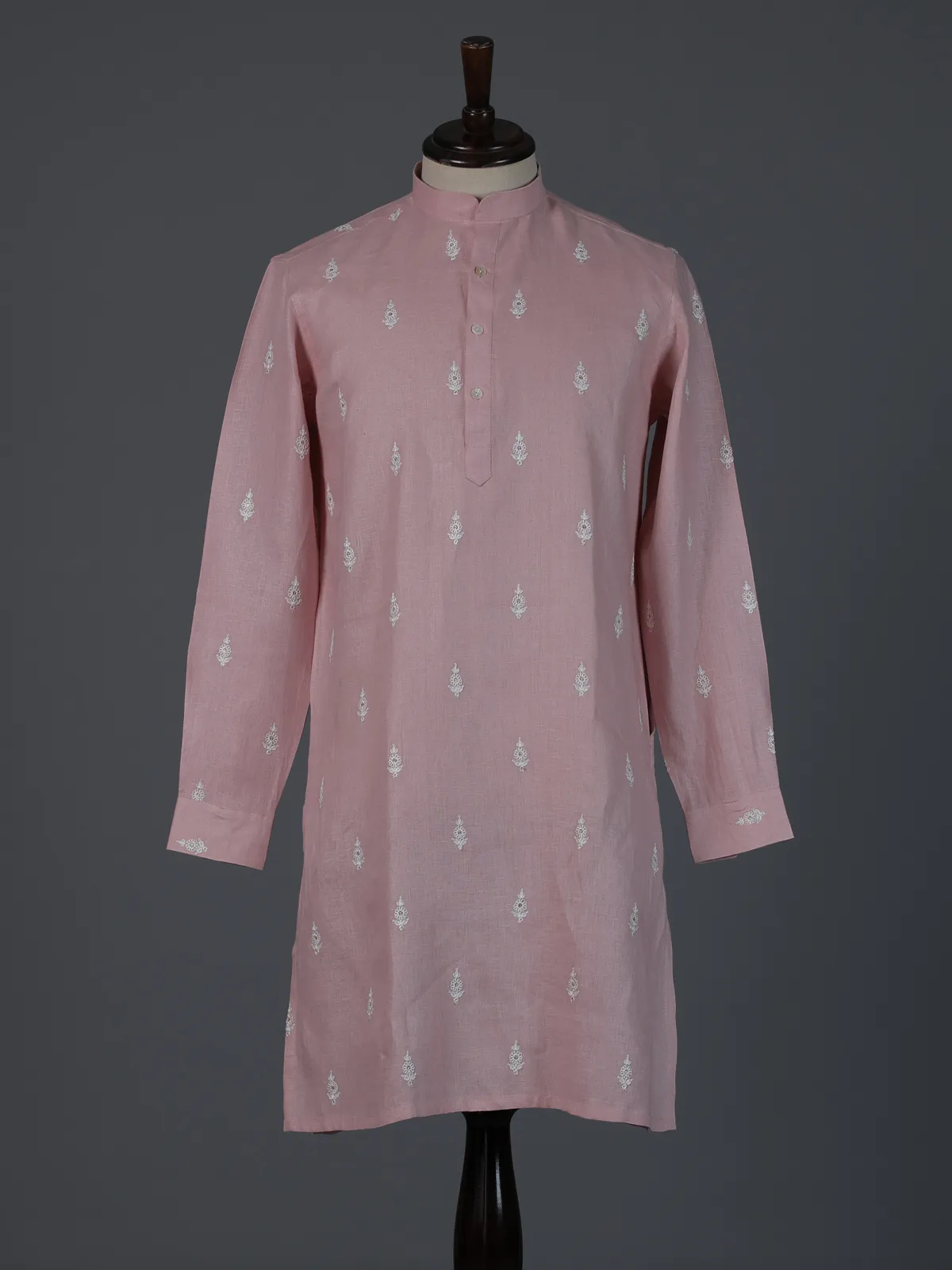 Onion pink cotton thread weaving festive kurta