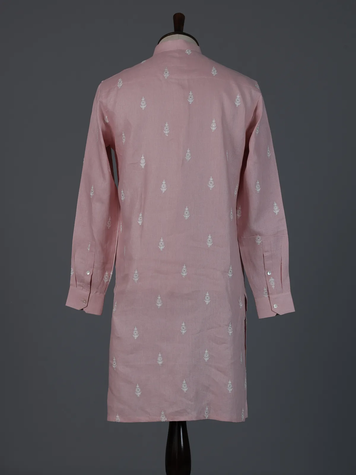 Onion pink cotton thread weaving festive kurta