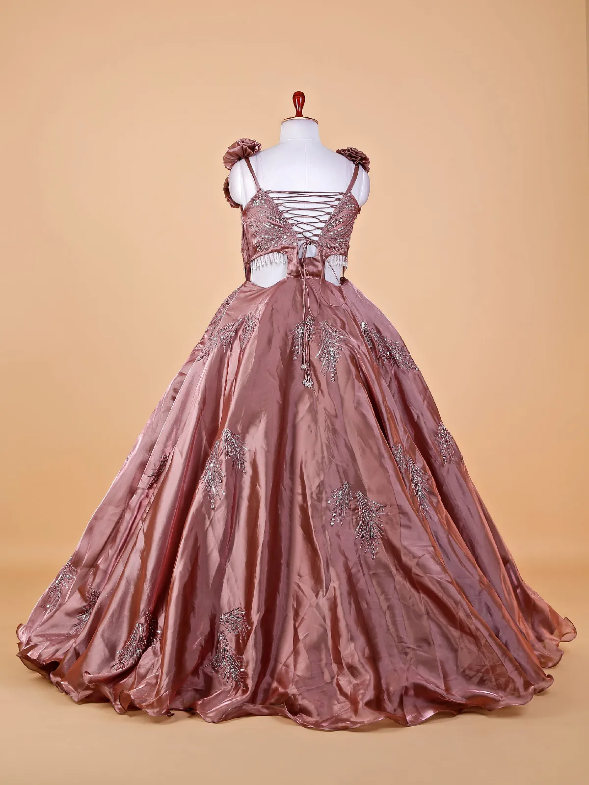 Onion pink organza designer gown