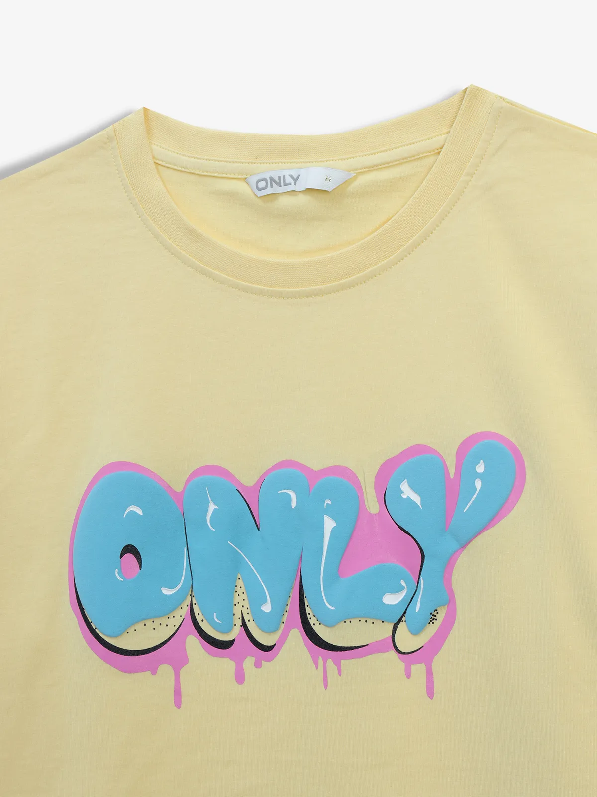 ONLY light yellow cotton printed t-shirt