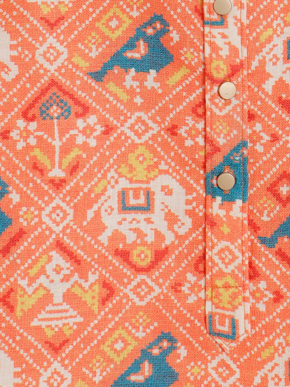 Orange cotton patola printed kurta