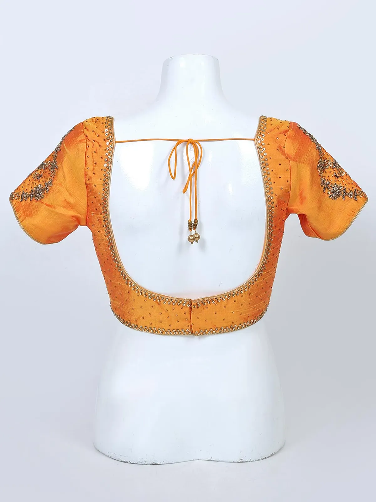 Orange raw silk readymade blouse