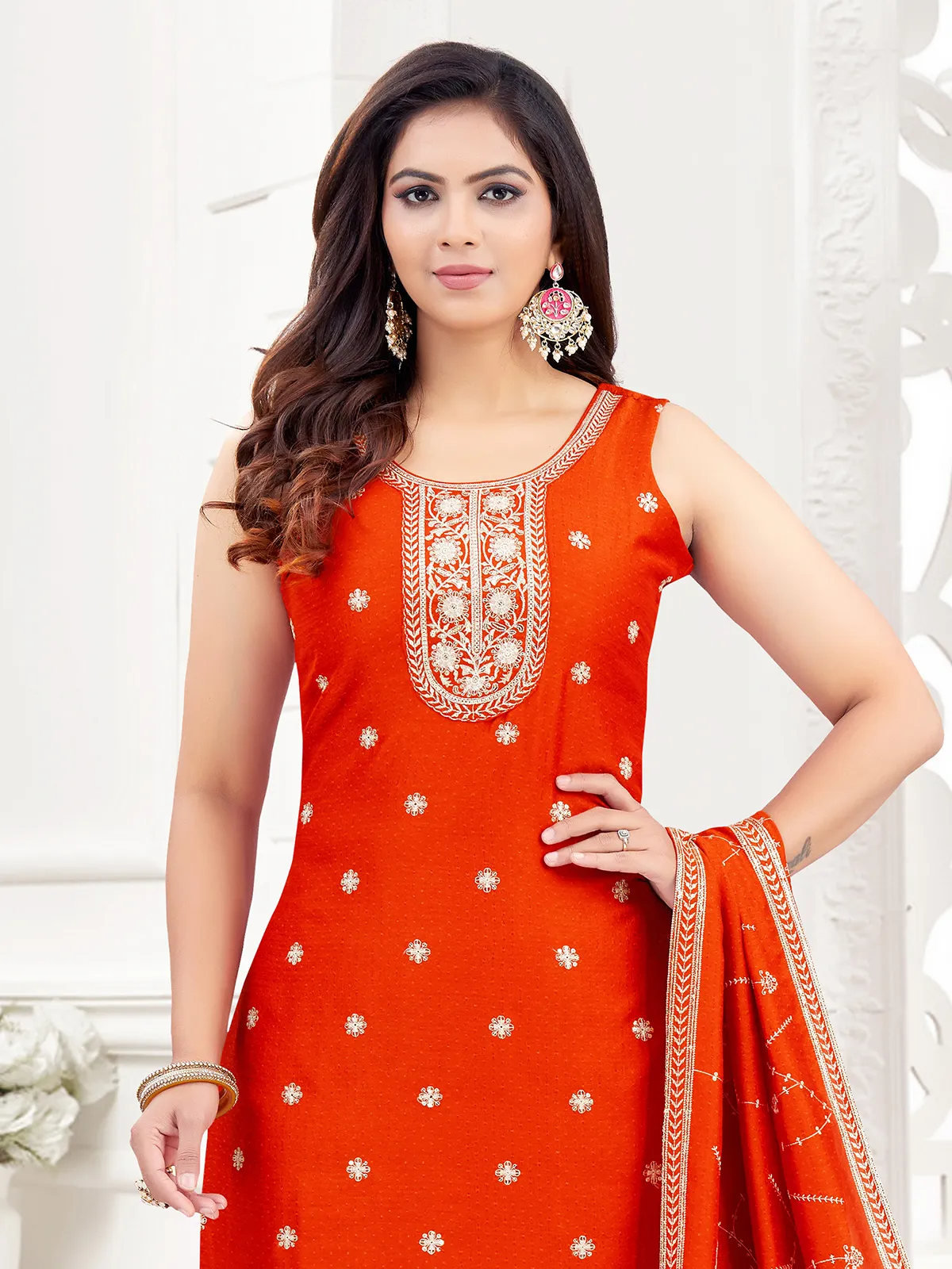 red and orange pakistani dress Orange Embroidered Lehenga: Pakistani Bridal Wedding Dress Eid