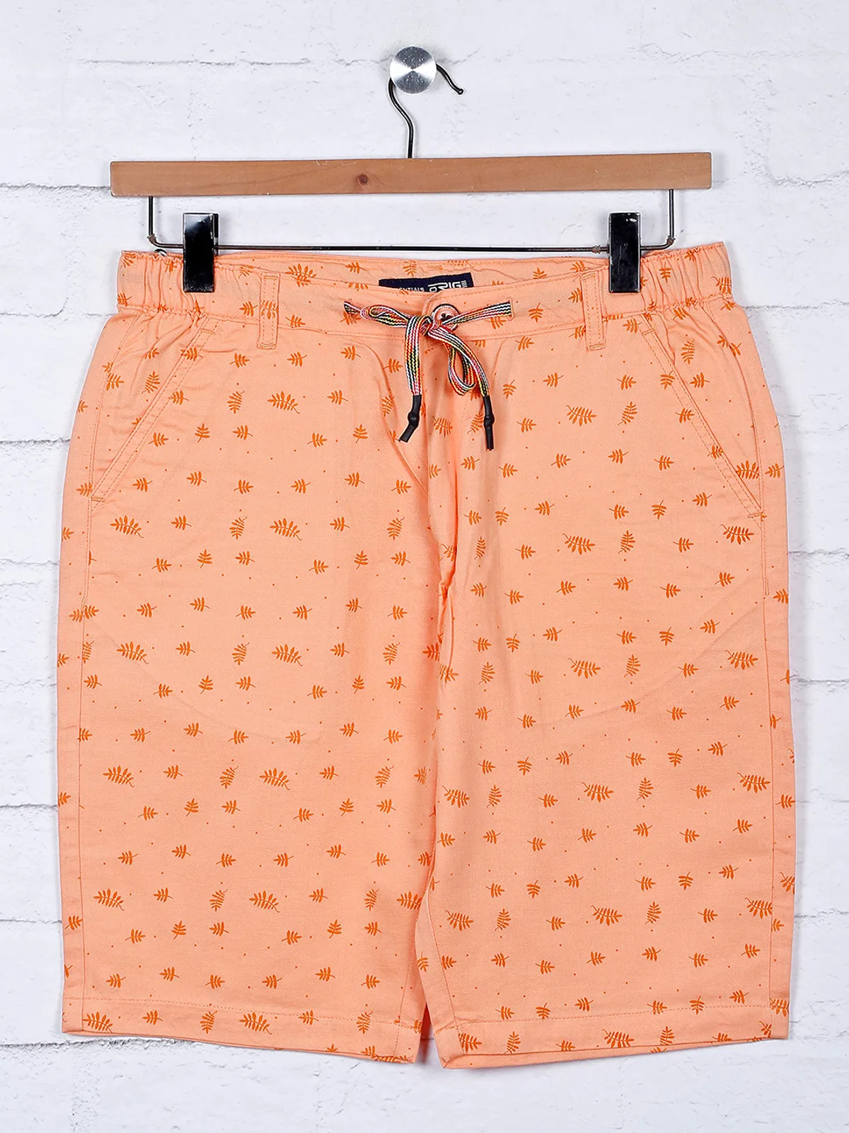 Origin printed pattern peach cotton shorts