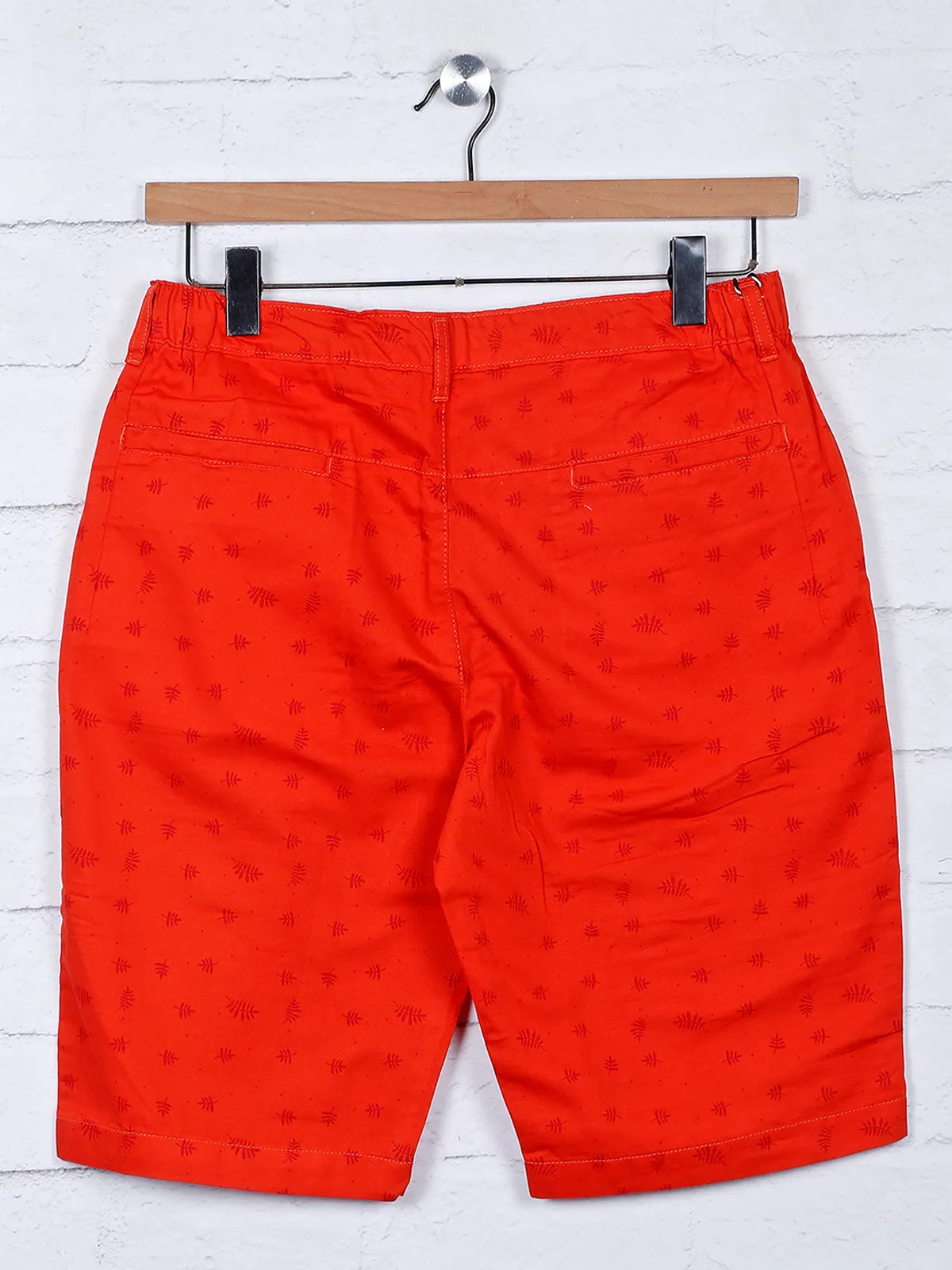 Origin printed pattern red slim fit shorts