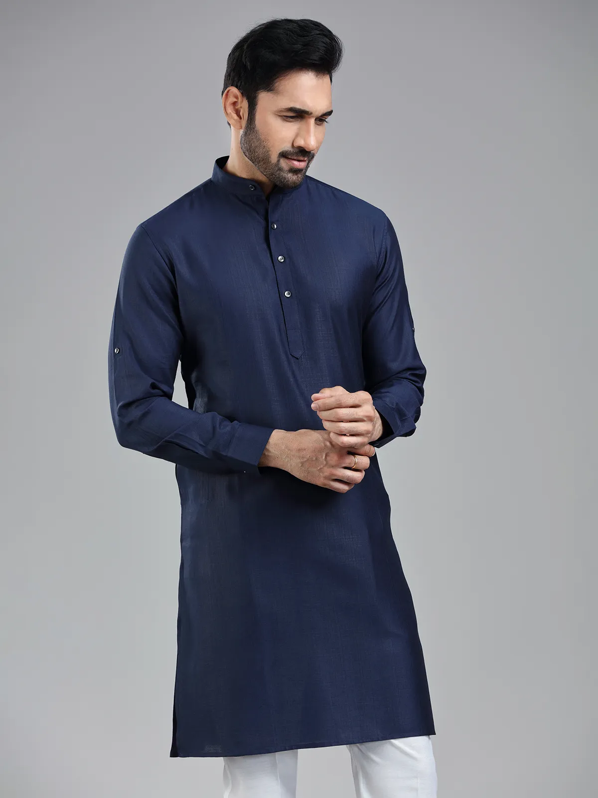 Oxford navy festival kurta suit for men